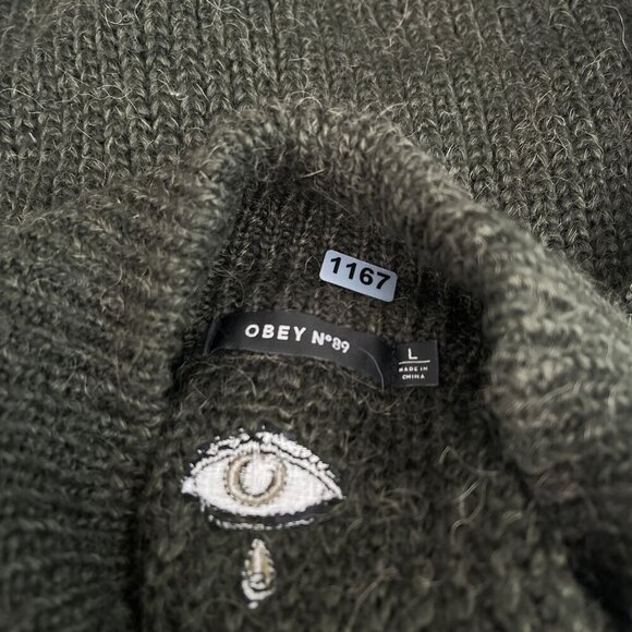 Obey N°89 Womens‎ Sleeveless Knit Tunic Sweater Side Slits Turtleneck Green L - Picture 6 of 10